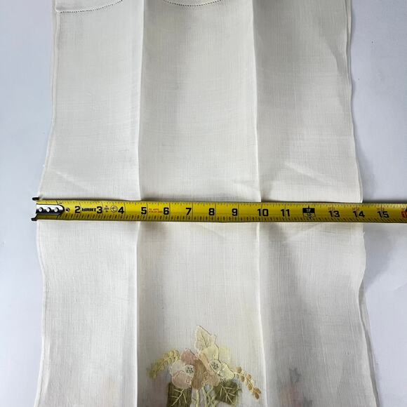 Set 3 Vtg Tea Towel Embroidered Lace Applique Flowers Large Table Doily Linens - Picture 13 of 13